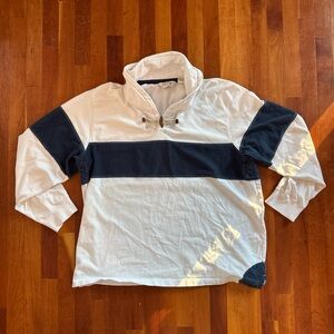 Orvis White and Navy Pullover rugby shirt
